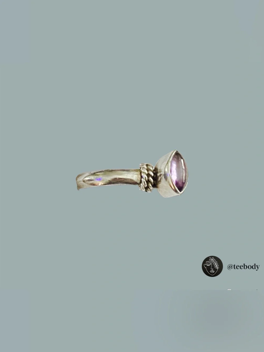 VTG 925 Sterling Silver Marquise Amethyst Ring Sz 6 NWT Early 2000s Y2K 1.59g